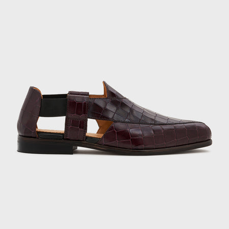 Peshauri | Deep Wine Croco Leather