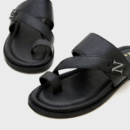 Strap Buckle Sliders | Black Milled Leather