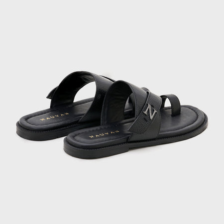 Strap Buckle Sliders | Black Milled Leather