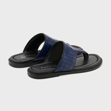 Thong Slippers | Galaxy Blue Croco Leather