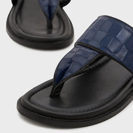 Thong Slippers | Galaxy Blue Croco Leather
