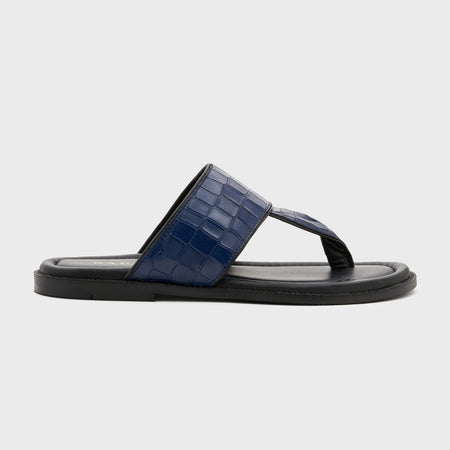 Thong Slippers | Galaxy Blue Croco Leather