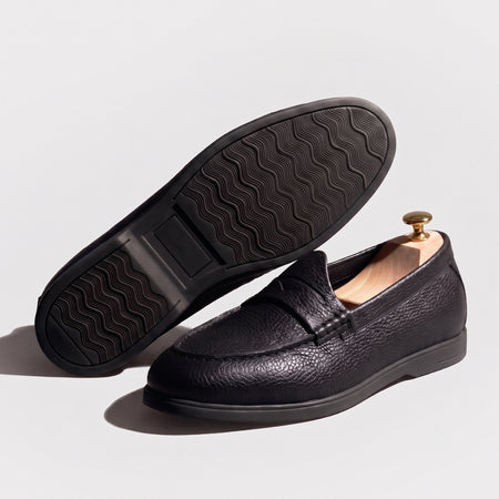 Penny Loafer | Solid Black Milled Leather
